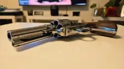 Custom Rewolwer czarnoprochowy Cattleman Thunderer 3,5 Uberti 3,5 cala, polerowana stal, 2 bębny, skórzane kabury dużo udoskonaleń