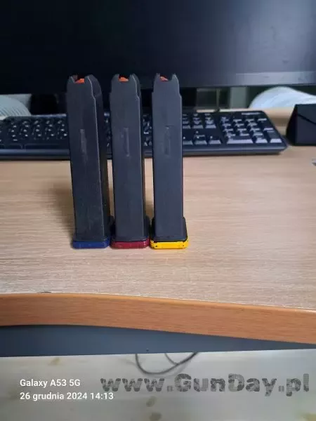 3 Magazynki Magpul, P Mag, Glock, 17 nabojowe, 9x19 mm