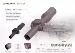 RED WIN Scarlet 1-6×24 SFP luneta biegowa, celownik dla karabinków w kolorze czarnym lub brązowym.