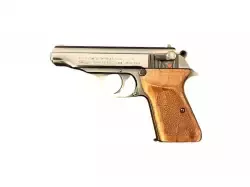 Sprzedam pistolet samopowtarzalny Walther PP z drewnianymi okładzinami | Stan bardzo dobry. Spust DA/SA, bezpiecznik.