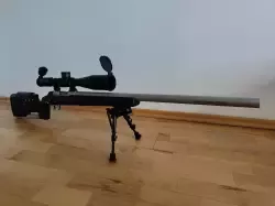 Sztucer Sabatti Tactical Chrome kal.308Win z lunetą Minox ZP5 5-25x56 MR4  Dł. lufy 69cm, dł. cał. 122 cm, waga 6,6kg, 
poj. mag 